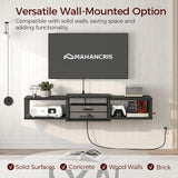 MAHANCRIS Floating TV Stand with Power Outlet, Wall-Mounted Entertainment Console Center with Storage, Floating TV Shelf for Under TV Storage, for Living Room, Bedroom, Black TVHB101E01 MAHANCRIS
