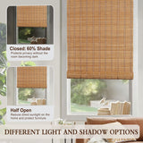 FoundGo 72" W*72" H Bamboo Roller Blinds Sun Shade, Retro Light Filtering Bamboo Curtains for Windows, Doorways FoundGo