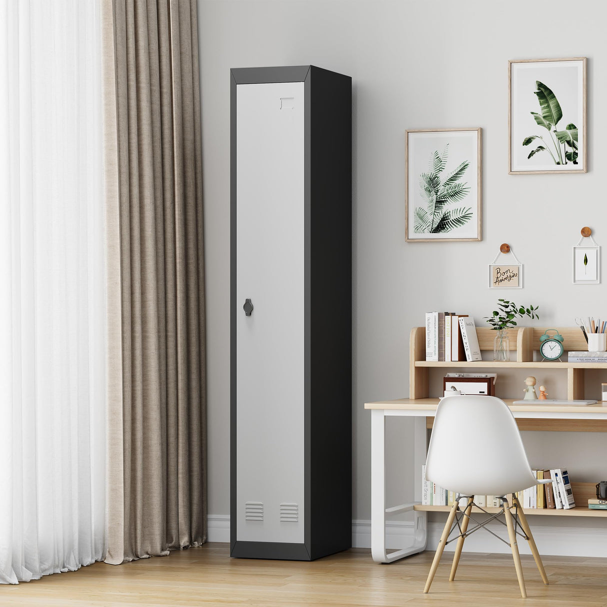 Metal Lockers for Employees with Door, 72’’ Tall Lockers for Employees Students with Shelves, Metal Storage Steel Cabinet for School Garage Office Gym Home Warehouse, Assembly Required, Dark Grey CABIHOME