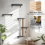 FUKUMARU Cat Wall Shelves, Stable & Safe 4 in 1 Cat Furniture Set, Wooden Climbing Wall with Scratching Post for 16 Inch Drywall - Gray FUKUMARU