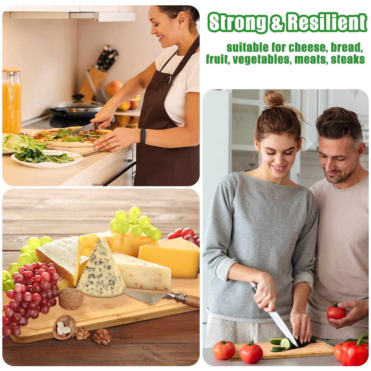 Eaasty 12 Set Extra Large Plain Cutting Board Bulk Heavy Duty Wood Cutting Boards Set with Juice Groove for Kitchen Wedding Housewarming Crafts Gifts, Pre Oiled (18" x 12",Bamboo) Eaasty