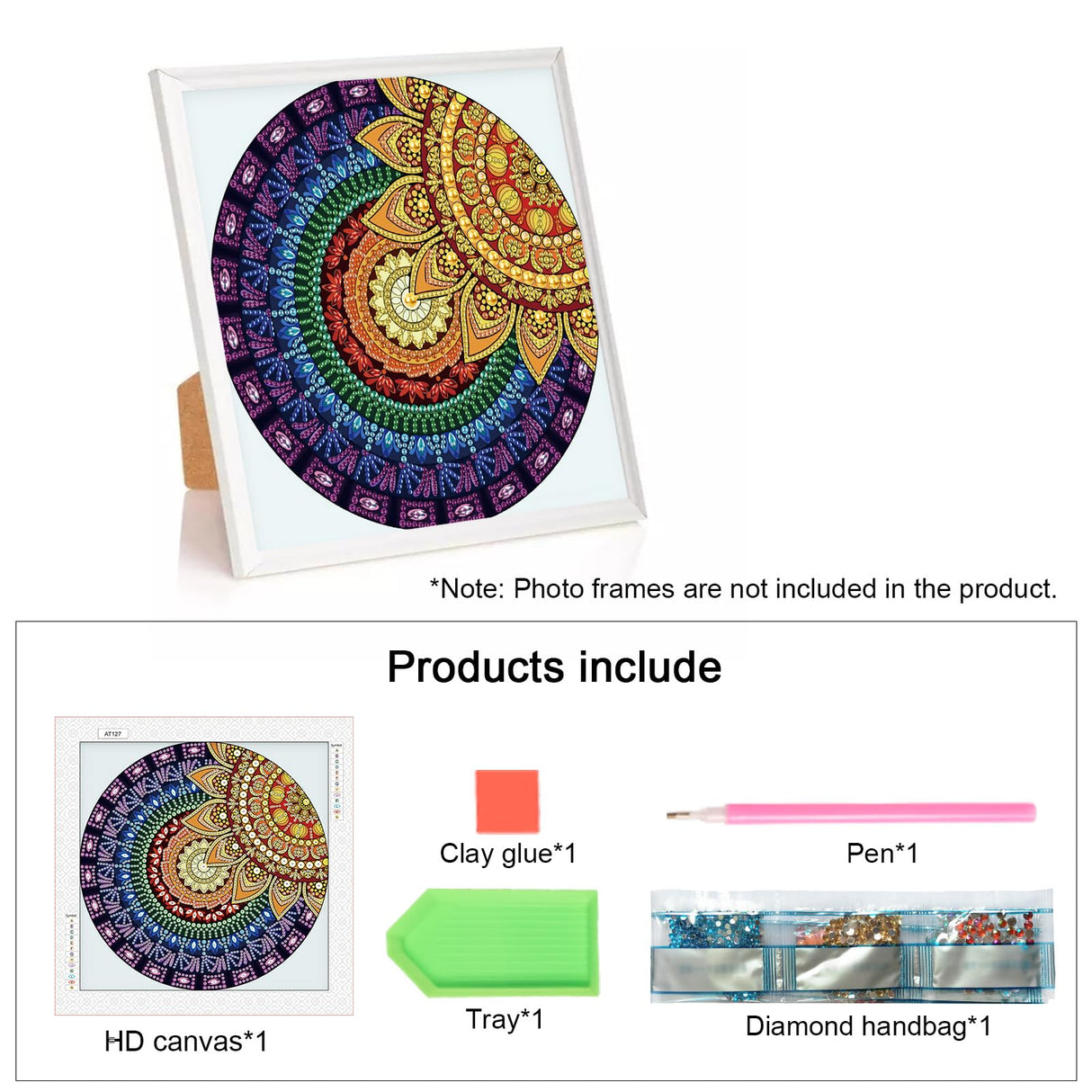 MVVMTOP Diamond Art Painting Kit, DIY Mandala 5D Special Shape Crystal Diamond Partial Diamond Art Painting Mosaic Making Craft, Suitable for Home Wall Decor Art Holiday Gift, AT127 MVVMTOP