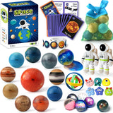 Solar System Planets Toys for Kids, STEM Educational Sensory Toys for Autistic Children Non-Toxic, Space Astronaut Slime Ball Alien Monster Toy Set with Mesh Storing Bag for 3-5-8-10 Boy Girls COOLDUCK