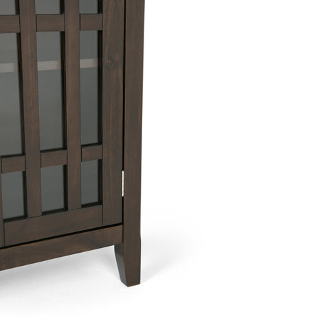 SIMPLIHOME Bedford SOLID WOOD 32 inch Wide Transitional Low Storage Media Cabinet in Dark Tobacco Brown for the Living Room, Entryway and Family Room SIMPLIHOME