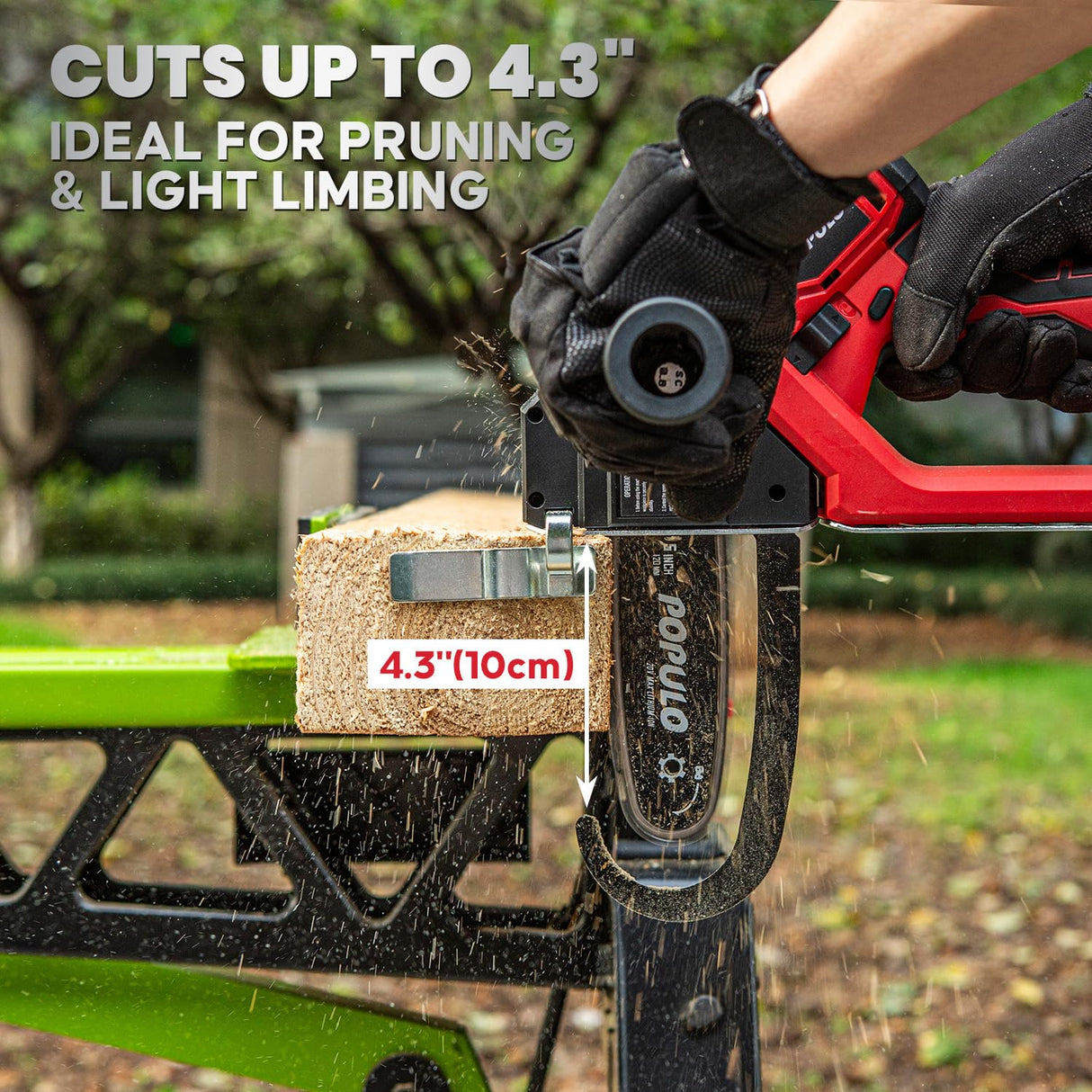 POPULO Brushless Multi-Purpose Saw - 20V 5" ChainSaw, Perfect for Woodworking Enthusiasts | Includes Fence, Riving Knife, and Quick-Tightening Chain populo