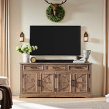 JXQTLINGMU 66" Large Buffet Sideboard Cabinet with 4 Doors and 3 Drawers, Buffet Table Coffee Bar Wine Bar Storage Cabinet for Dining Room, Living Room (Light Borwn) JXQTLINGMU