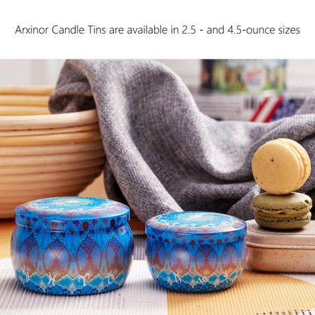 Arxinor Empty 2.5 oz Candle Tins Candle Jars 28 Pcs 28 Patterns, Candle Making Kits, with Wicks, Wick Holders & Stickers Arxinor