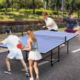 AOKUNG Professional MDF Indoor Table Tennis Table with Quick Clamp Ping Pong Net (Straight Legs) with 2 Rackets and 3 Balls AOKUNG