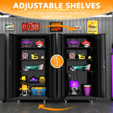Bonusall 73" H Metal Storage Lockers with Wheels,Rolling Garage Cabinet with Locking Doors and 4 Adjustable Shelves,Metal Locker Organizer Cabinet for Garage,Office,Kitchen,Basement(Black) Bonusall