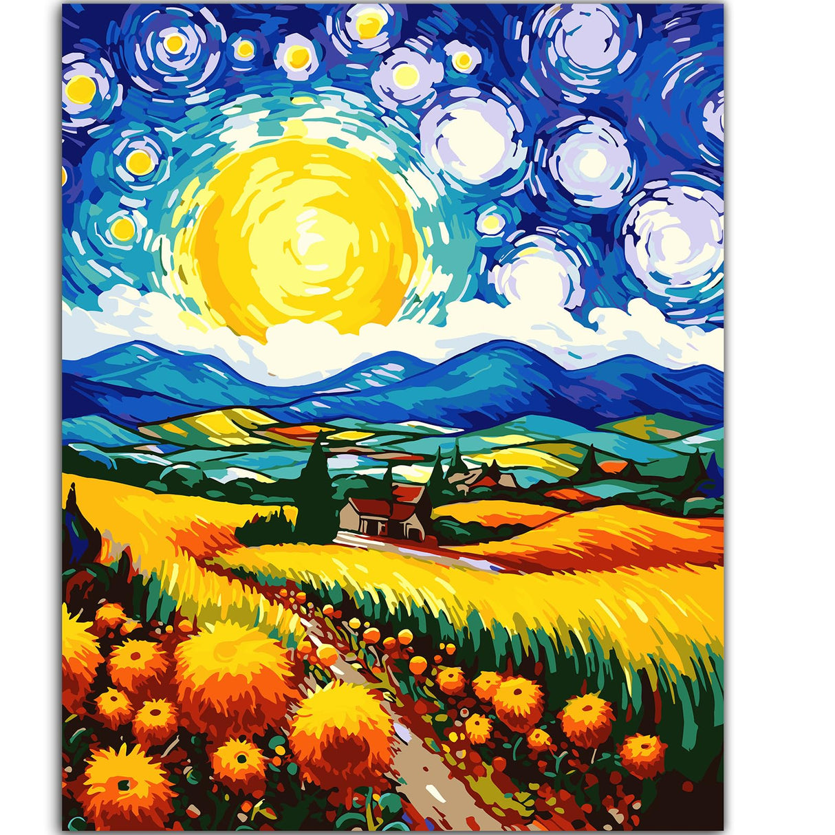ZTOTZ Paint by Numbers Kit for Adults Countryside,Field Paint by Numbers Landscape, Landscape Paint by Numbers Kits Suitable for Home Wall Decoration 16x20 Inch(Sunflower Field) ZTOTZ