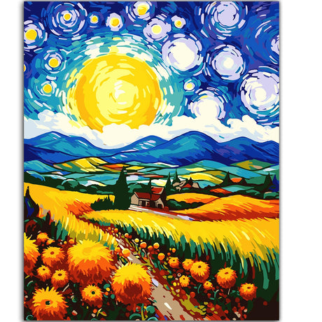 ZTOTZ Paint by Numbers Kit for Adults Countryside,Field Paint by Numbers Landscape, Landscape Paint by Numbers Kits Suitable for Home Wall Decoration 16x20 Inch(Sunflower Field) ZTOTZ