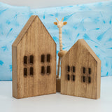 TFoRibbon House Shaped Wooden Sign Block Farmhouse Home Sign Tiered Tray Decor 2 Pack (Brown) Melostu