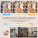 Maupvit Vanity Desk with Mirror and Lights,Makeup Vanity Table Set with Power Outlet,3 Lighting Modes & Adjustable Brightness Dressing Table with 2 Drawers for Bedroom Dressing Room,Rustic Brown Maupvit