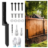 Fence Post Repair Stakes Kit - Heavy Duty Steel Wooden Fence Post Repair Bracket Anchor with Anti-Rust - Quick Fix Broken and Leaning Wood Fence Post Stabilizer Ground Spike (1 Pack) QAZWQAZ