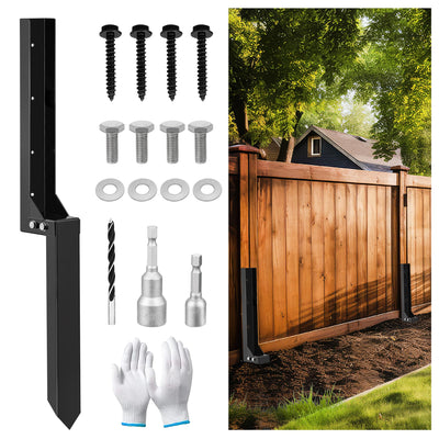 Fence Post Repair Stakes Kit - Heavy Duty Steel Wooden Fence Post Repair Bracket Anchor with Anti-Rust - Quick Fix Broken and Leaning Wood Fence Post Stabilizer Ground Spike (1 Pack)