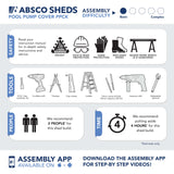 Absco Pool Pump Cover - Versatile Horizontal Storage Shed | 5 x 5 ft | Easy Assembly | Woodland Gray | Ideal for Pool, Trash Cans, Garden & Pool Equipment | SNAPTiTE Assembly System | Safety Features ABSCO