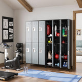 MIIIKO 2 Tier Metal Lockers 3-Wide, 72" x 36" x 16" Storage Locker Units with 6 Compartments, Large Employee Locker with Shelves, Lockable Doors and MIIIKO