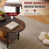 Aibiju Mid Century Modern Coffee Table, Rustic Coffee Table Unique Color Contrast Design, 2-Tier Center TV Table 35x16x17in Rustic Brown + Black YD-011BH Aibiju