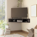 24/7 Shop at Home French 47 inch Modern Floating TV Stand with Storage, Floating Corner Shelf for Wall, Wood Entertainment Center with Shelves for Living Room, Bedroom, Family, Cappuccino Brown 24/7 Shop at Home