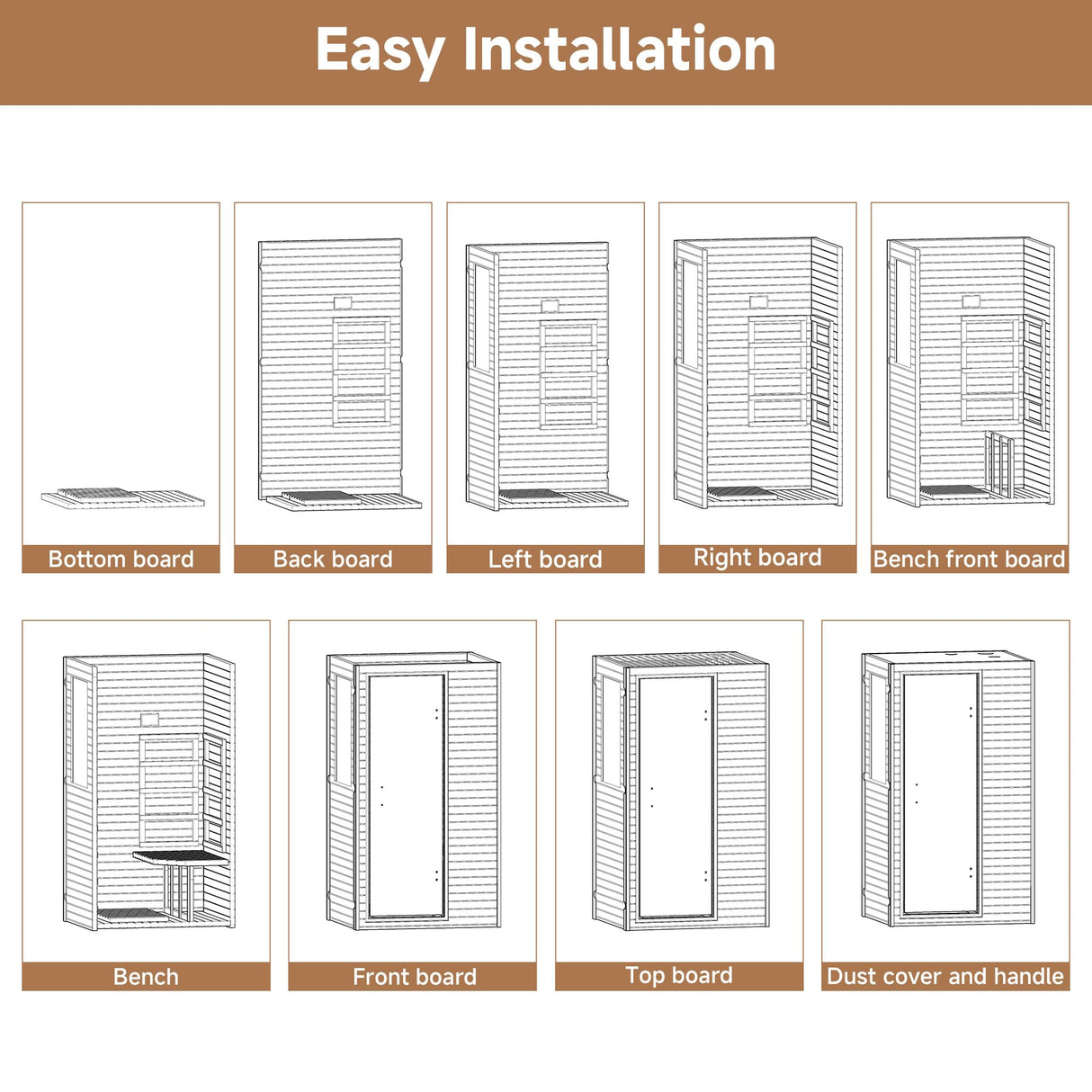 springspa Infrared Sauna Home Sauna, Indoor Far Infrared Saunas for Home, 1 Person Low Emf Canadian Hemlock Wooden Spa Room 950w, 110v with Control Panel springspa
