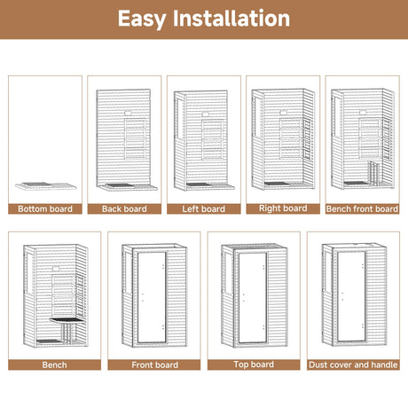 springspa Infrared Sauna Home Sauna, Indoor Far Infrared Saunas for Home, 1 Person Low Emf Canadian Hemlock Wooden Spa Room 950w, 110v with Control Panel springspa