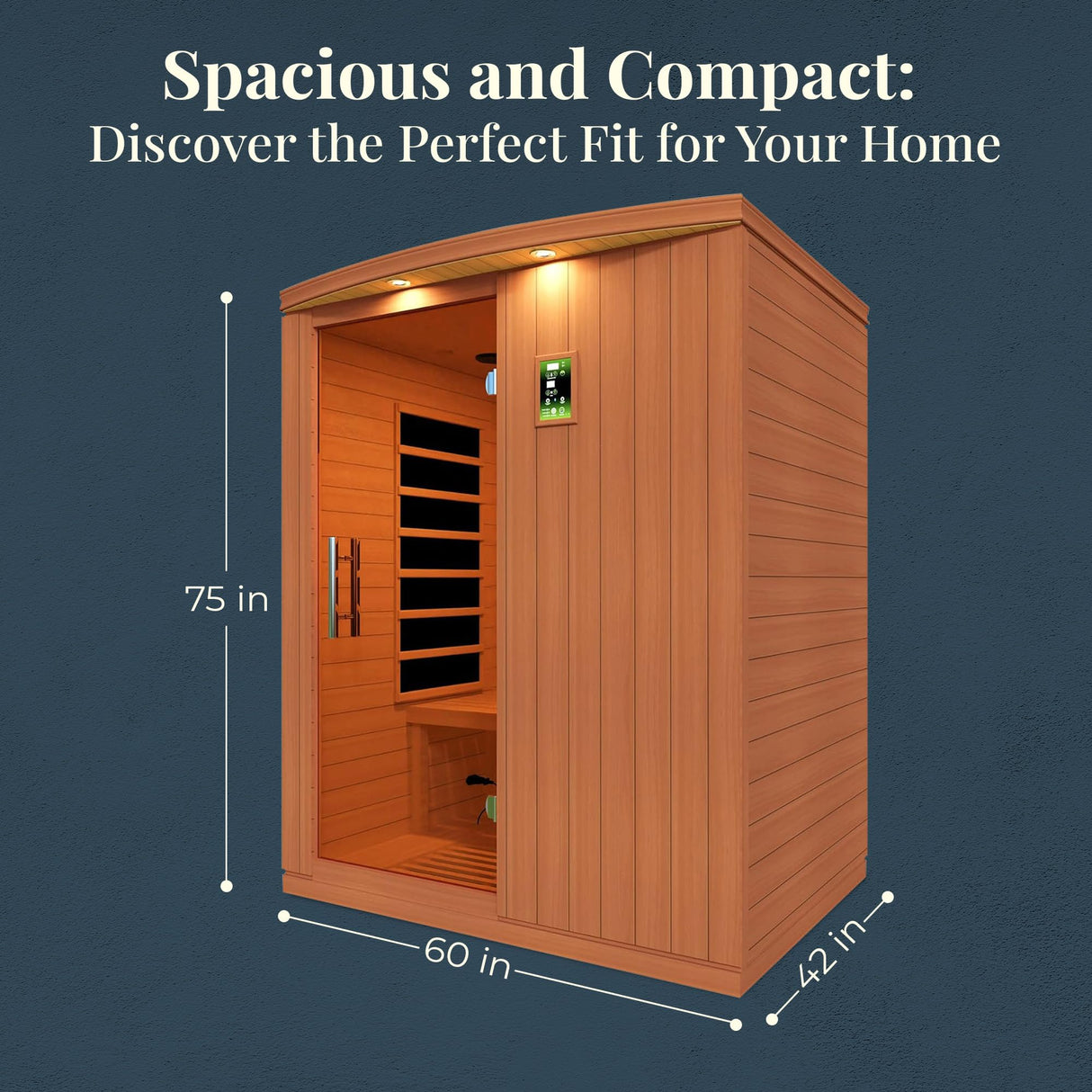 Dynamic Saunas Madrid Elite 3 Person Capacity PureTech Ultra Low EMF Infrared Therapy Home Sauna Box with Bluetooth, Roof Vent, and LED Control Panel DYNAMIC SAUNAS
