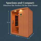 Dynamic Saunas Madrid Elite 3 Person Capacity PureTech Ultra Low EMF Infrared Therapy Home Sauna Box with Bluetooth, Roof Vent, and LED Control Panel DYNAMIC SAUNAS