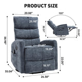 Trustyue Swivel Rocker Recliner Chair, 360° Swivel Recliner with Heat and Massage, Rocker Recliner Upholstered Fabric Nursery Glider Recliner Chair with Side Pockets for Living Room Blue Trustyue