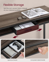 VASAGLE Ash Brown Bar Table with Power Outlet and Movable Drawer, 47.2 Inches High Top Dining Table VASAGLE