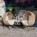 CHINNLUU Outdoor Egg Chair Wicker Oversized Egg Basket Chair with Stand Lounger Chairs with Cushion 500lbs Capacity for Patio Garden Backyard Balcony CHINNLUU