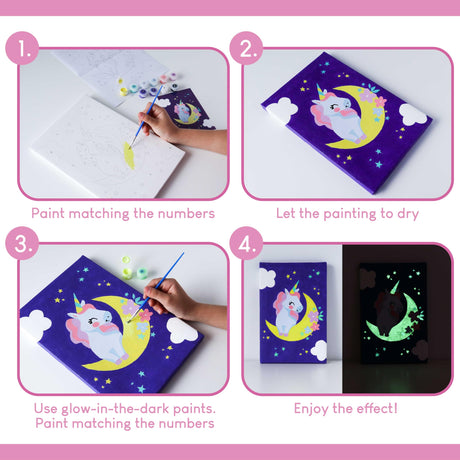BONNYCO Paint by Numbers Kit for Kids Unicorns Pack 3 Canvas Paint by Number Canvas Framed Pre Drawn, Unicorn Gifts for Girls | Arts and Kids Crafts 4-6 8-12, Pintar por Numeros | Unicorn Craft BONNYCO
