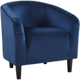 Yaheetech Velvet Club Chair, Modern Tufted Accent Chair with Armrest, Upholstered Barrel Chair with Solid Legs for Living Room/Bedroom/Study/Waiting Room, Navy Blue Yaheetech