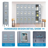 FLIXELIO Metal Lockers for Employees 66" H Tall Storage Locker with Lock Gym Locker Cabinet with 3 Doors Steel Wardrobe for Office Home School Staff Assembly Required FLIXELIO