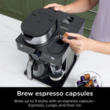 Ninja Espresso & Coffee Maker & Barista System, 3 Espresso Brew Styles, Single-Serve Coffee & Nespresso Capsule Compatible, Built-in Frother, Espresso, Cappuccino & Latte Maker, Black, CFN601 Ninja