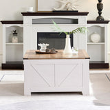 OKYCI Farmhouse Coffee Table for Living Room, Wood Square Coffee Tables, 31.5" D x 31.5" W, Grey Wash OKYCI