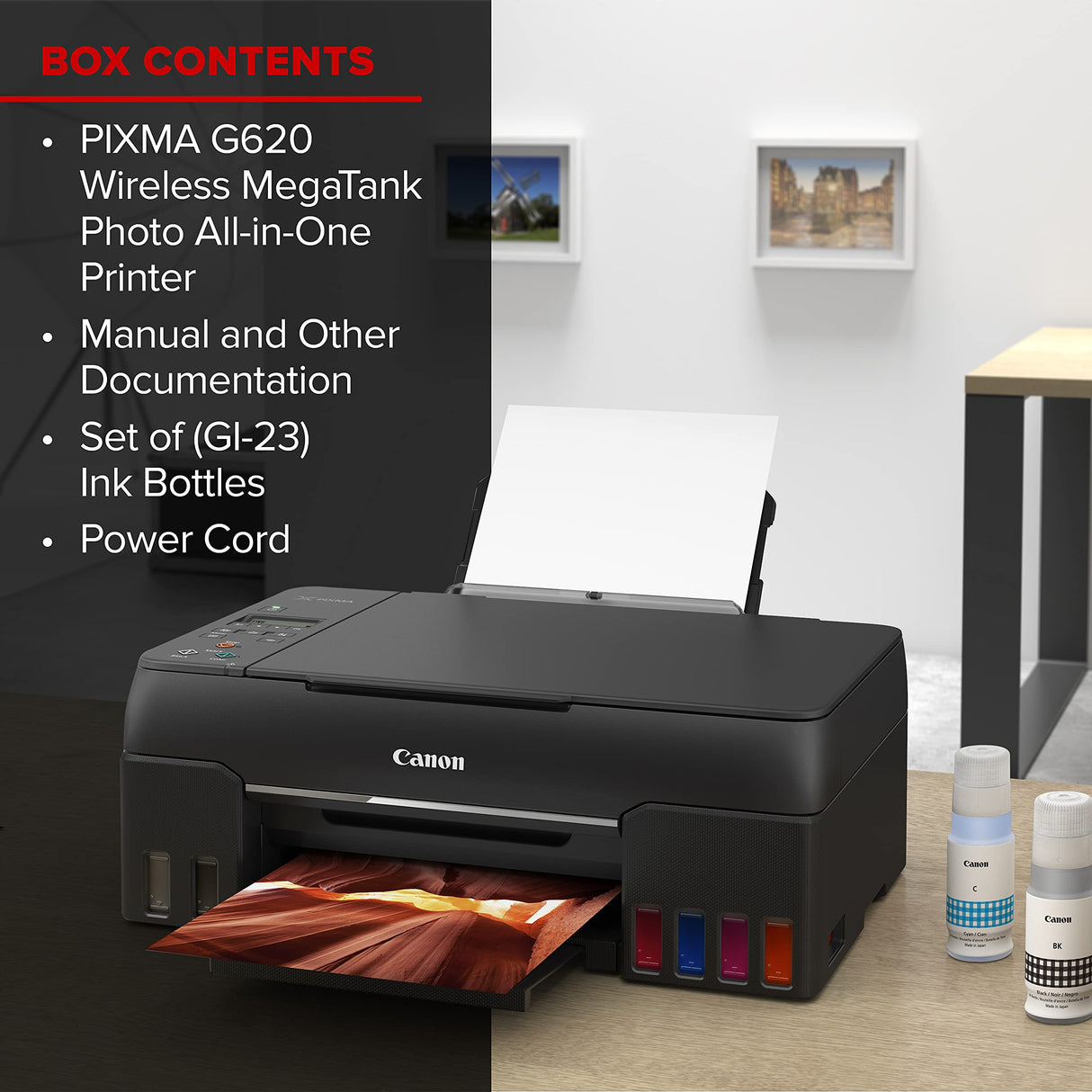 Canon PIXMA G620 Wireless MegaTank Photo All-in-One Printer [Print, Copy, Scan], Black,Works with Alexa Canon