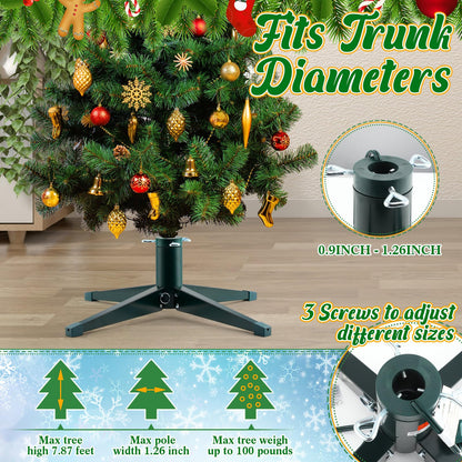 Sliner 360 Degree Rotating Christmas Tree Stand, Up to 7.87 Ft, 100lb Artificial Christmas Tree, Metal Spinning Christmas Tree Stand Base with a Built Electrical Outlet(Simple Style)