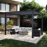 MASTERCANOPY 10’ X 10’ Louvered Pergola Outdoor Aluminum Patio Pergola with Adjustable Roof for Deck Backyard Garden (Black) MASTERCANOPY