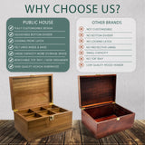 Public House Locking Wooden Keepsake Box, Customizable Design With Adjustable Tray and Divider. Wood Box, Wooden Storage Box, Large Wooden Box with Public House
