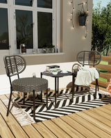 GarveeLife 3 Piece Wicker Patio Bistro Furniture Set, Outdoor Dining Chairs, Includes 2 Rattan Chairs and Tempered Glass Table, for Garden, Backyard, Balcony, Apartment, Black & Grey GarveeLife