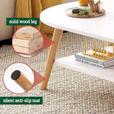 Modern Coffee Table for Living Room,Solid Wood Coffee Table with Storage Shelf,Oval Center Table Wooden Accent Cocktail End Table for Home Office Small Apartment(31.5" W, Brown) topjia