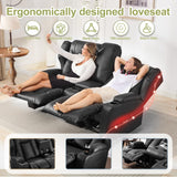 SAMERY 65.5" RV Loveseat Recliner Double Recliner RV Sofa & Console | Wall Hugger Loveseat Reclining RV | RV Theater Seats | RV Couch | RV Home Theater Seating Furniture (Faux Leather Black) SAMERY