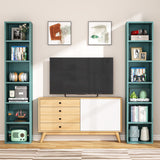 LITTLE TREE 70.9 Inch Tall Narrow Bookcase, Corner Bookshelf 6 Tier Cube Display Shelf Storage Organizer for Small Space, Blue LITTLE TREE