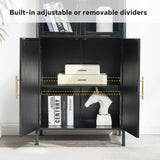 HUSHEDIFY Arched Bookcase Book Shelf with Glass Doors, 5 Tier Tall Display Bookshelf Cabinet with Storage, Industrial Floor Standing Bookshelves Open bookcases for Home Office, Living Room(Black) HUSHEDIFY