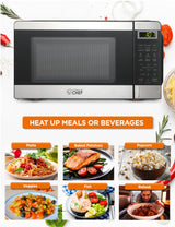 COMMERCIAL CHEF 0.7 Cubic Foot Microwave with 10 Power Levels, Small Microwave with Push Button, 700W Countertop Microwave up to 99 Minute Timer and Digital Display, Stainless Steel Commercial CHEF
