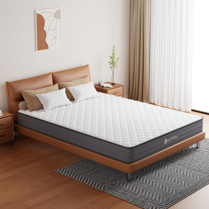 PECHINOU Twin Size Mattress, 6 INCH Twin Mattress in a Box with Gel Memory, Comfort Hybrid Mattress Twin Size with Memory Foam and Springs, Medium Firm Support, Pressure Relief, CertiPUR-US