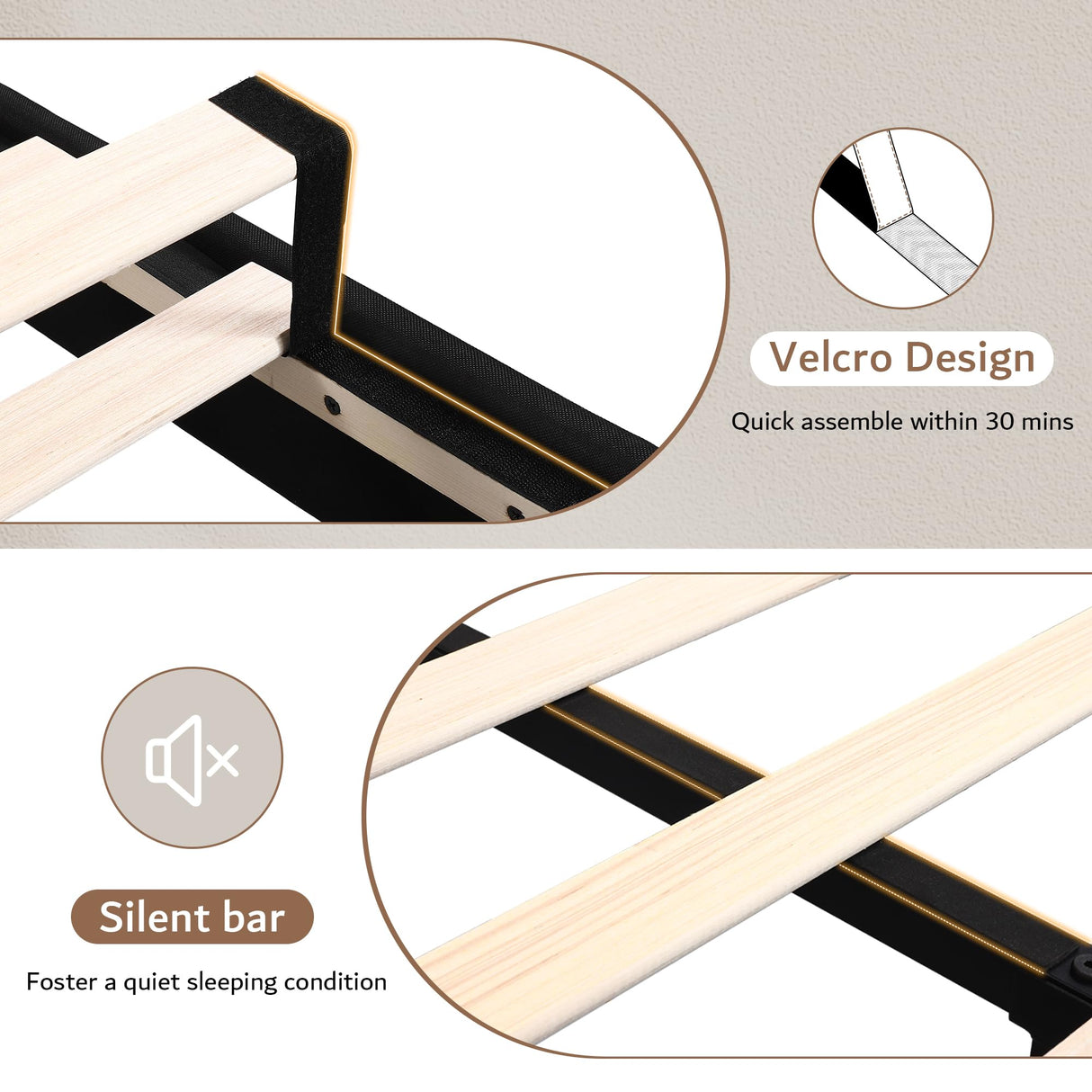 iPormis Upholstered King Size Bed Frame with Button Tufted Headboard, Linen Platform Bed with Thickened Support Legs, Noise-Free/No Box Spring Needed/Easy Assembly, Black iPormis