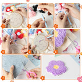 WATINC Flower Punch Needle Coaster Kit - 22Pcs Crafts Punch Needle Coasters Kits for Beginners, Flower Patterns Tufted Rug Pads with Adhesive Felt Yarns Embroidery Hoop Instruction WATINC