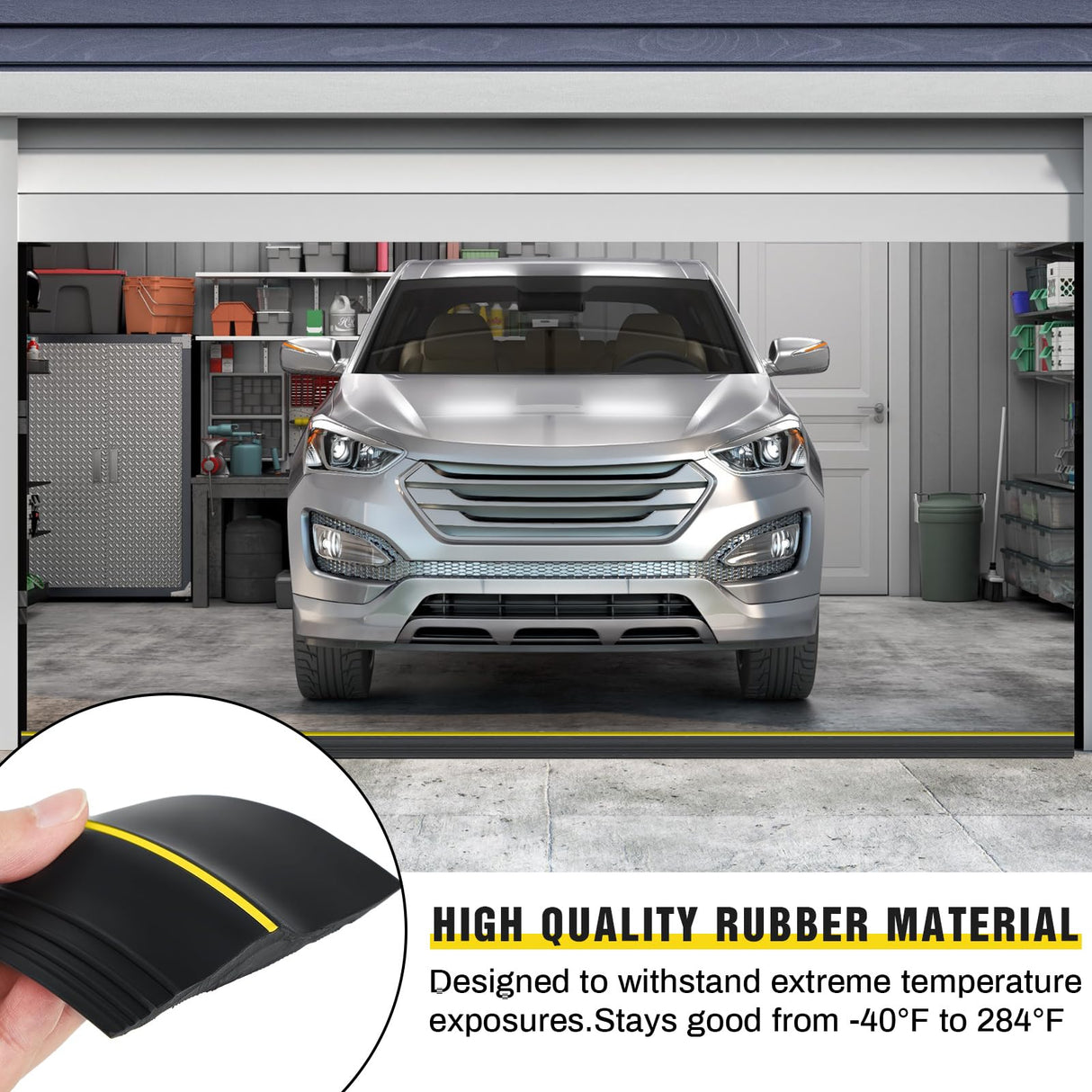 Pangda 30 ft Universal Garage Door Bottom Threshold Seal Strip Weather Stripping Replacement Rubber Waterproof DIY Weatherproof Garage Door Threshold Seal Strip, Not Include Sealant, Black Pangda