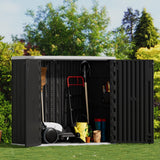 Mrosaa Large Outdoor Storage Box,Resin Sheds&Outdoor Storage Waterproof/Lockable,Outdoor Storage Cabinets for Balcony,Garage,Backyard (37Cu.ft-Black White) Mrosaa